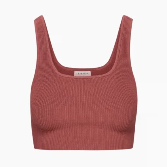 Babaton Sculpt Knit Squareneck Cropped Tank - Sundried Red - Picture 1 of 7